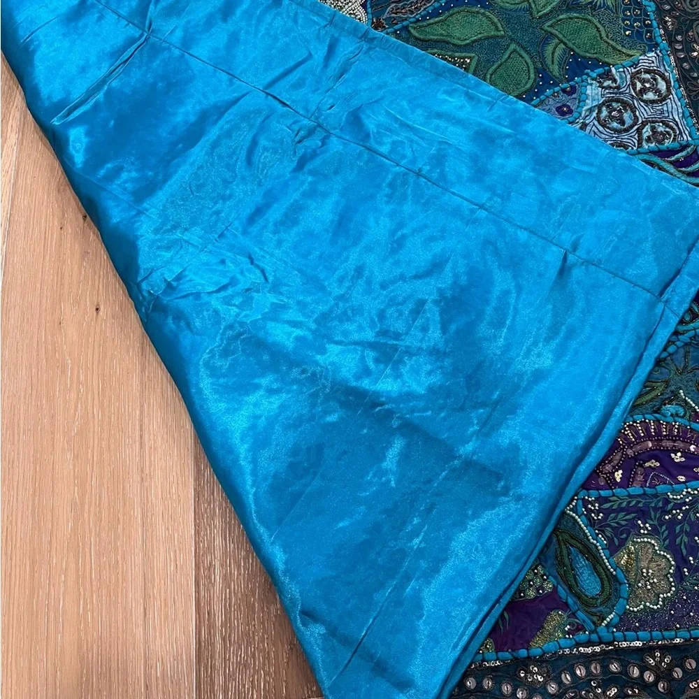 Handcrafted Blue & Teal Patchwork Tapestry Wall Hanging